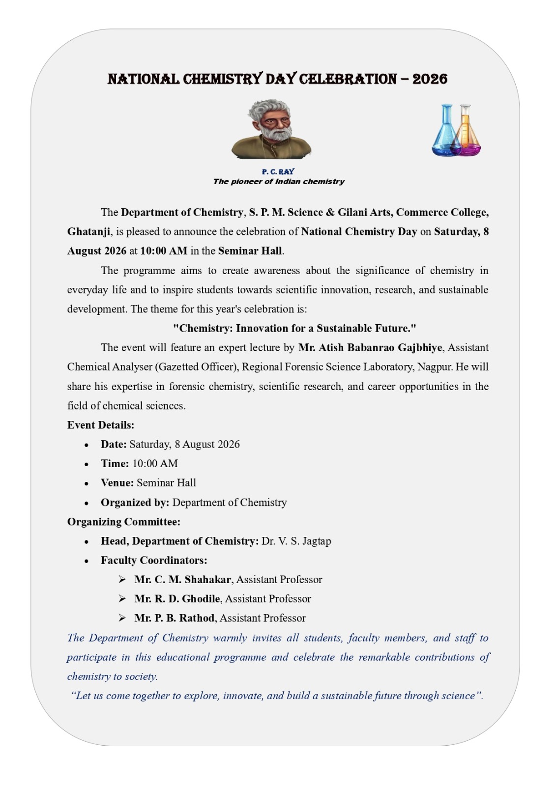 National Chemistry Day Celebration – 8 August 2026